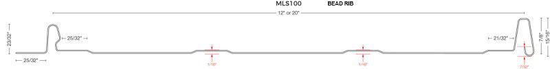 MetalLab-MLS100: 2 ribs Line Drawn Profile Bead Ribs